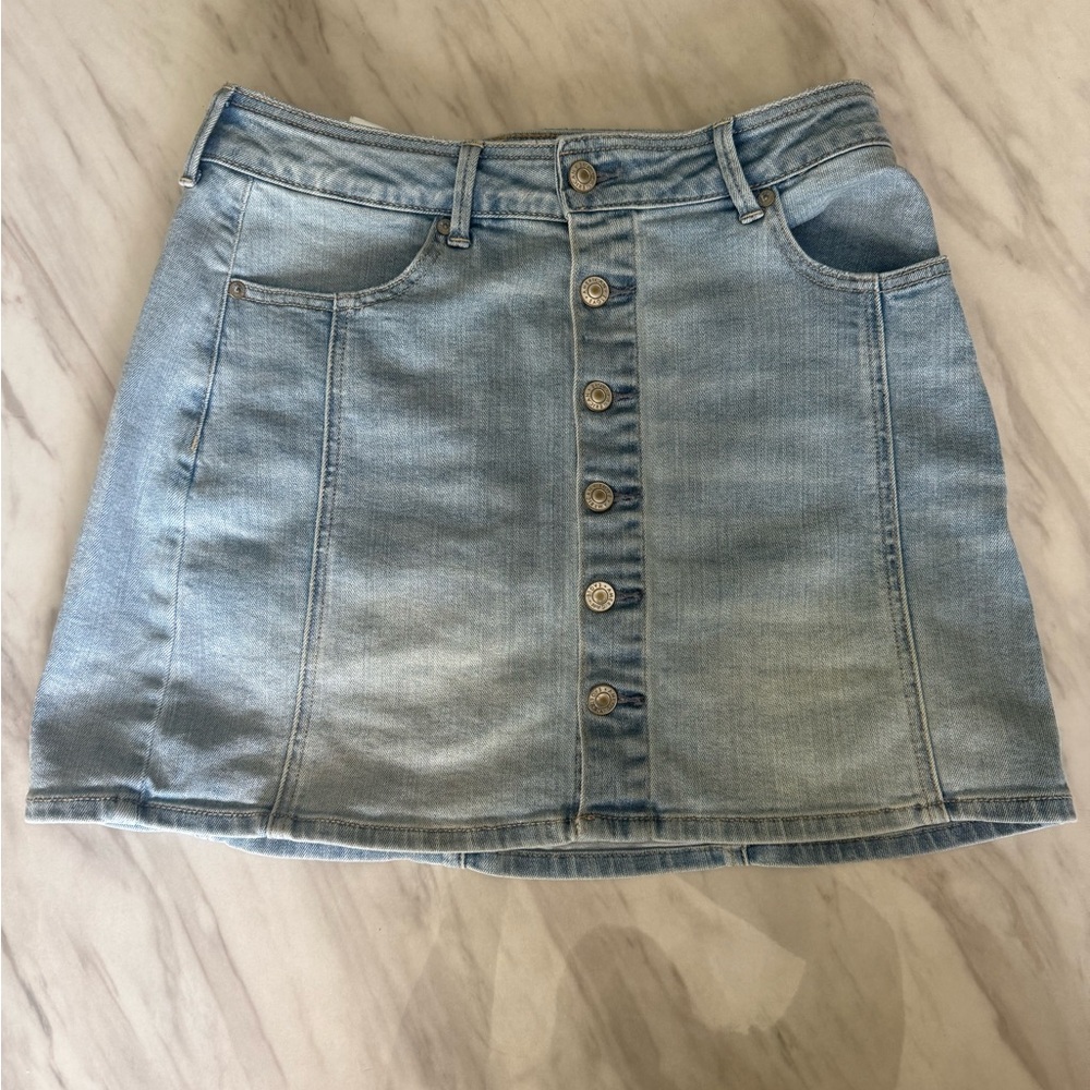 American Eagle Denim Skirt Button Fly Size 10